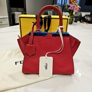 Authentic Fendi Vitello Dolce Mini 3jours Tote Ribes